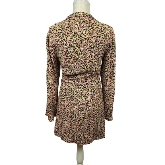 Zara Button Up Dizty Floral Print Long Sleeve Mini Dress Size Small - Picture 2 of 14